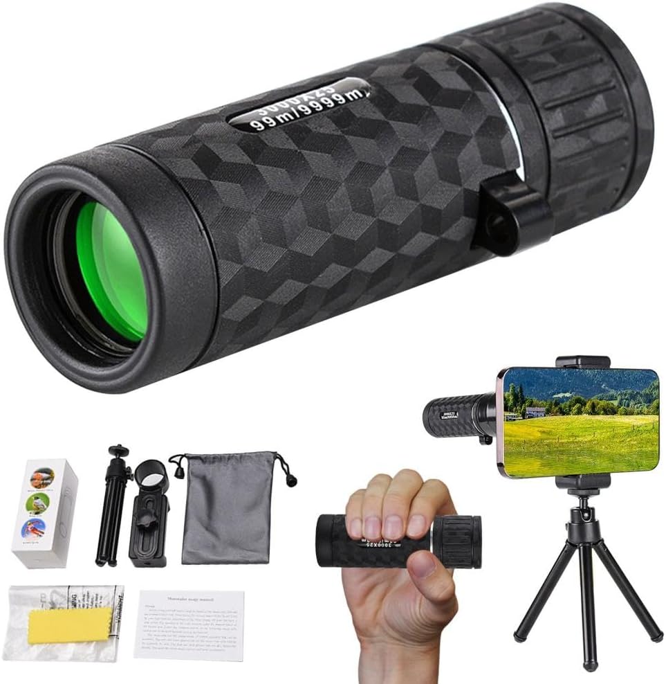 Generic 30x50 Monocular, Telescope for Adults High Powered with Smartphone Adapter Tripod, High-Definition Low Light