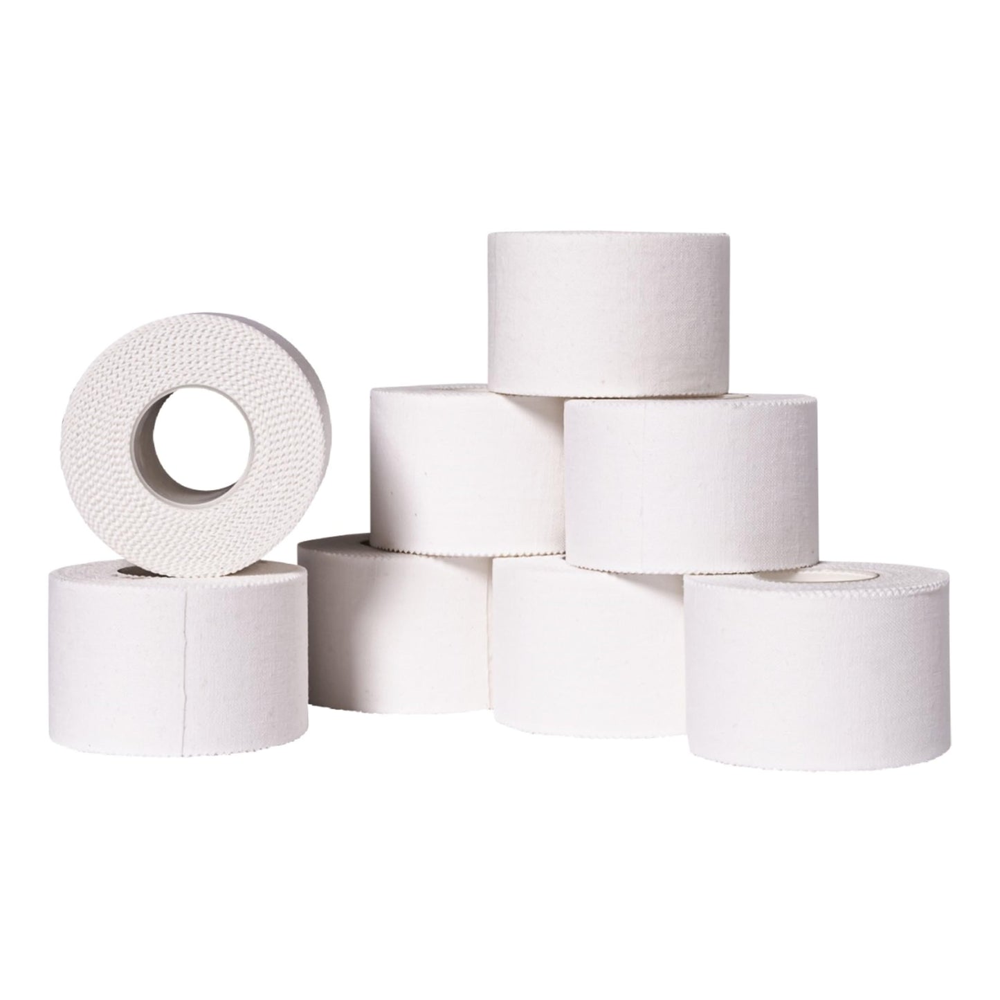 Affordtex Athletic Sports Tape – 8 Adhesive Rolls -No-Sticky Residue – White Medical Tape - Sport Tape -Skin Friendly Athletic Tape 1.5" x 10 Yards for Athletes, Coaches, Amateurs (8, White)
