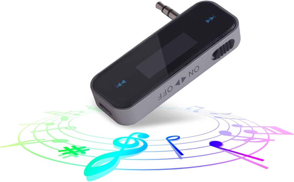 Beinhome 3.5mm 6s 5 MP3 MP4 FM Transmitter Audio Adapter Car Kit, Wireless in-Car Radio Transmitter Built-in Aux Port