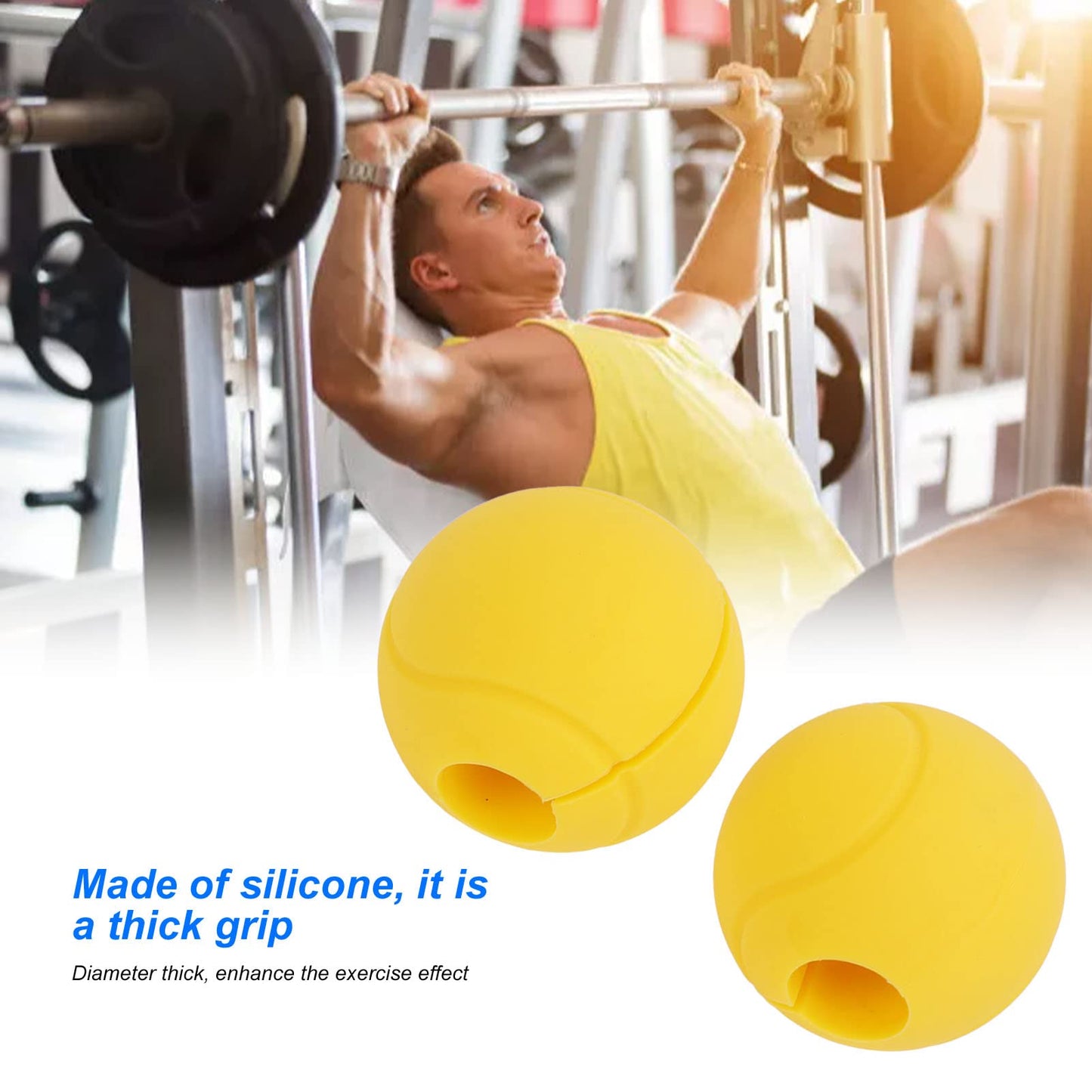 Barbell Grips for Weightlifting & Strength Training – Dumbbell Grips with Thick Silicone Adapter, Non-Slip Design for Reduced Hand Fatigue – Fits 25-30mm Bars, Home Gym Use (Yellow)