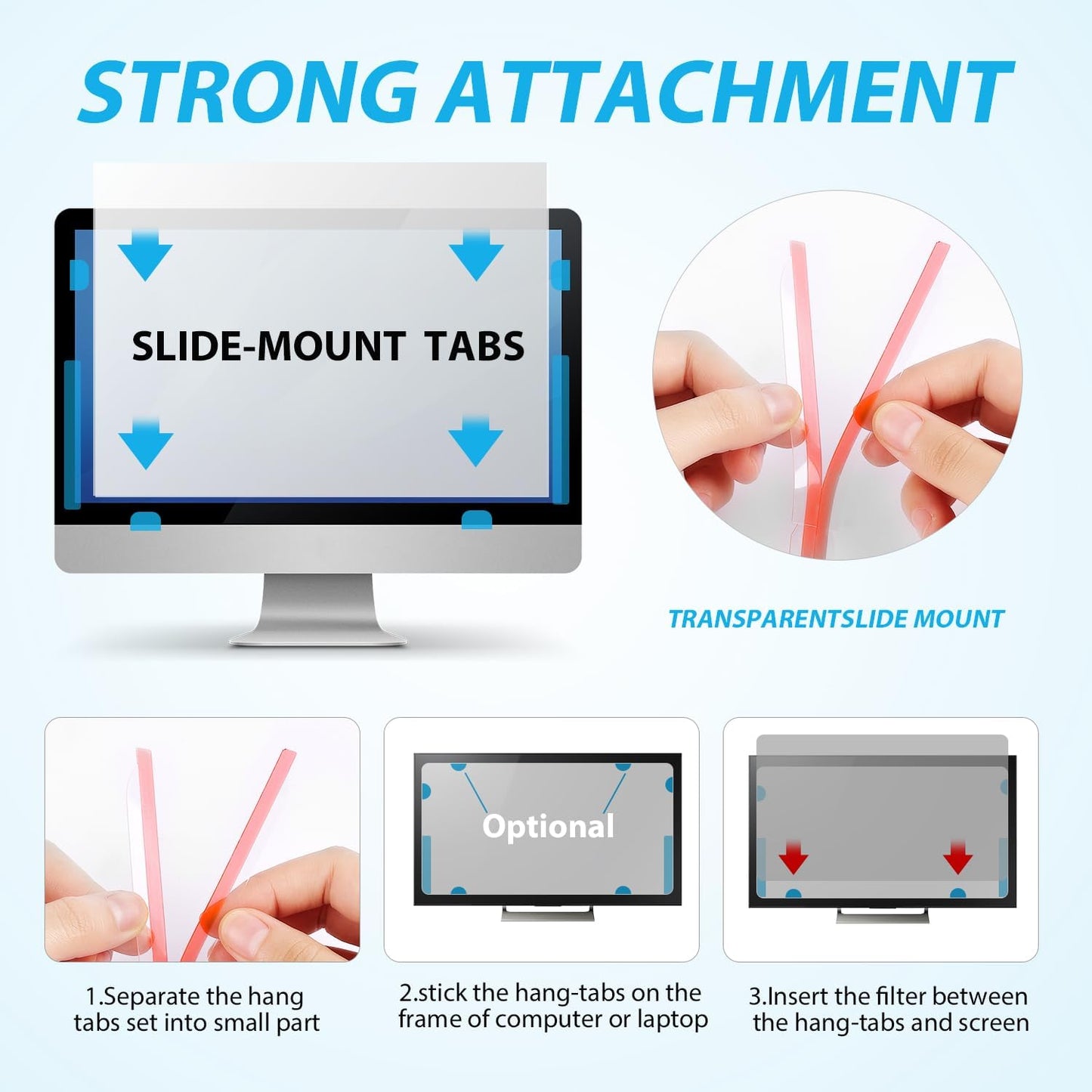SAVITA 12pcs 2pcs Privacy Screen Adhesive Strips and Plastic Slide Mount Tabs for Computer Monitors with Microfiber