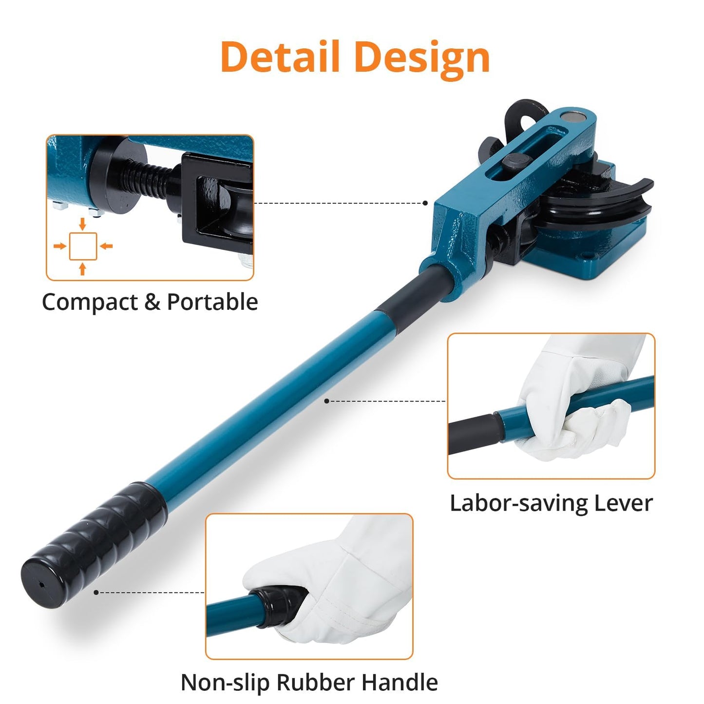 Heavy Duty Steel Metal Tube Bender for Easy and Fast Bending - Tube Cutter and 7 Sturdy Dies Included，Ideal for Repair Shops 3/8" to 1" Manual Tube Bender 0-180° Easy and Fast Bending