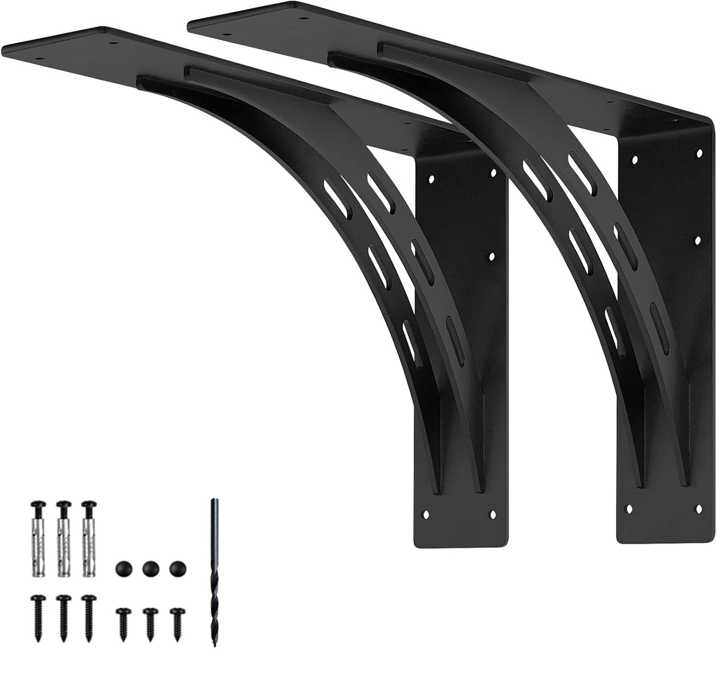 FIRMETAL 24"x15"x4" Heavy Duty Shelf Brackets, Max Load 1100 LBS, Premium Alloy Metal Mantel Brackets - Countertop Support - Set of 2