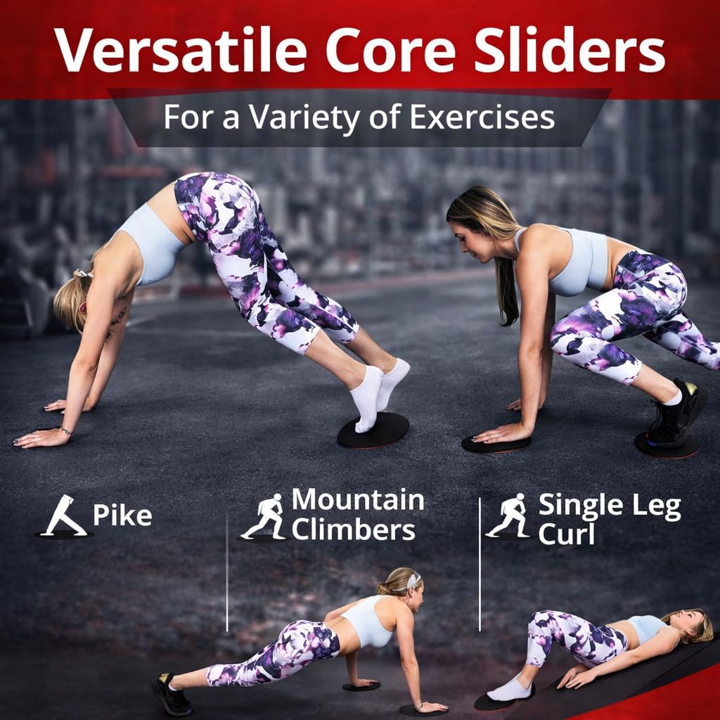 Flexi Muscles Core Sliders Dual Sided Sliding Discs for Use on All Floors. Our Core Sliders are ideal for Abs exercises, Yoga, Pilates and Home Workouts.