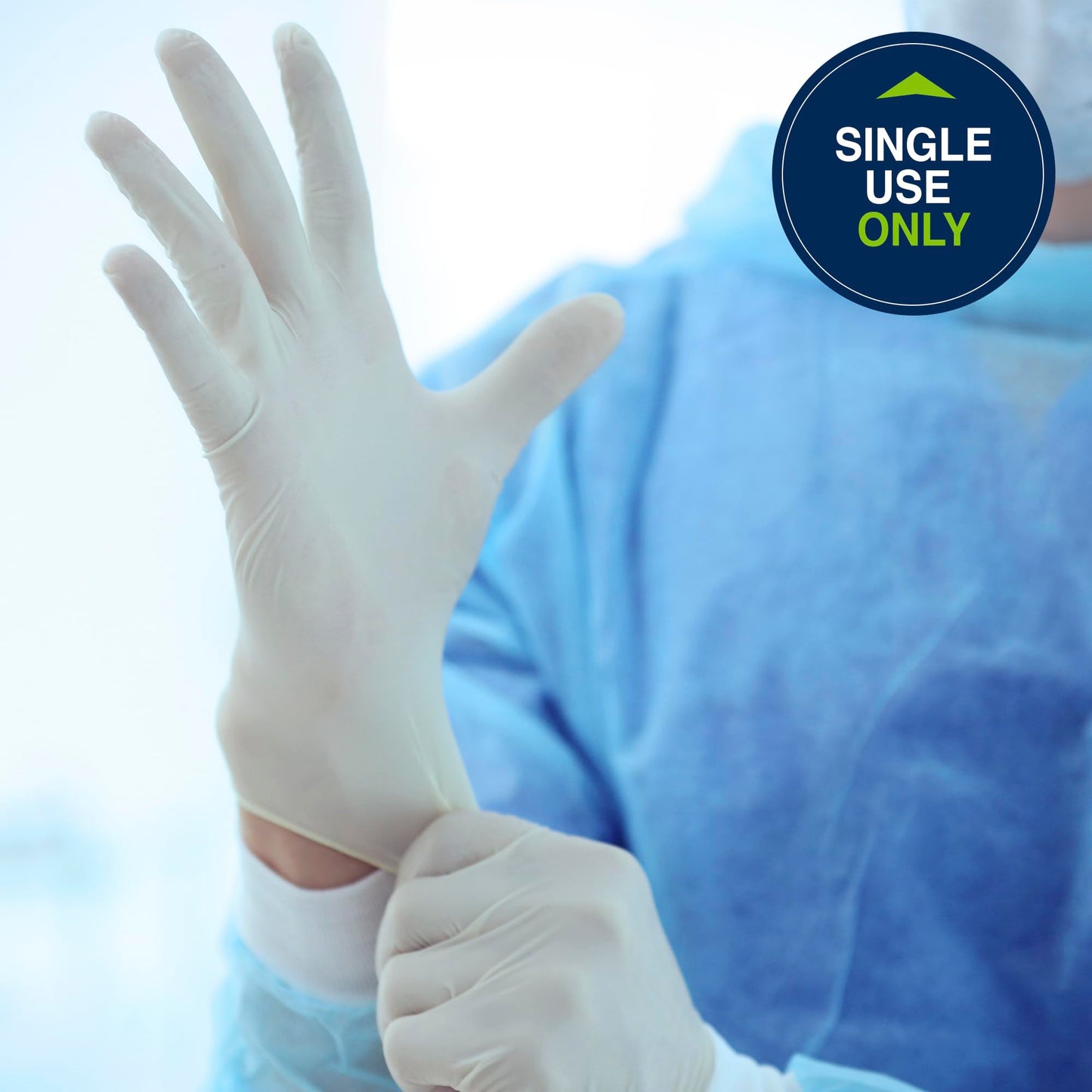 HALYARD Surgical Gloves Sterile Polyisoprene Individually Wrapped Pairs Powder Free Medical Disposable Gloves, 9.4 mil, Size 8.5 Large, White, SGL95085 (Box of 50 Pairs - 100 Total)