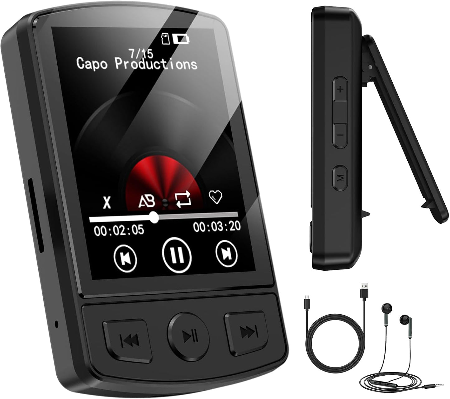KOVCDVI MP3 64GB MP3 5.2,Portable MP3 Player with Clip Mini Player with Bluetooth Music Player