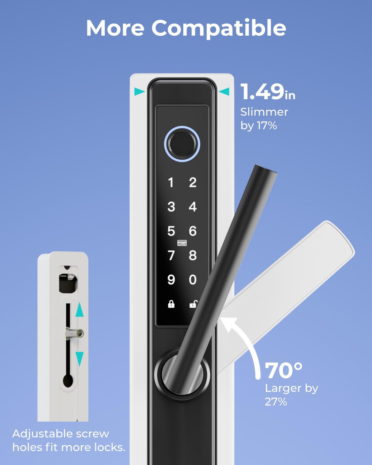 Electronic Smart Door Lock Fingerprint Door Lock with Keypad，Smart Lock for Front Door Children Proof IC Card, App Control & Mechanical Key
