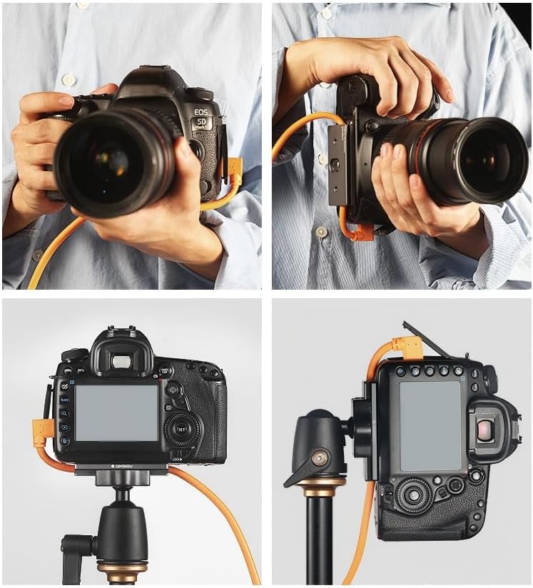 TONHOKJ Camera Cable Clamp Quick Release Plate, Aluminum DSLR Tethered Shooting Cable Lock Clip, HDMI USB Data Port
