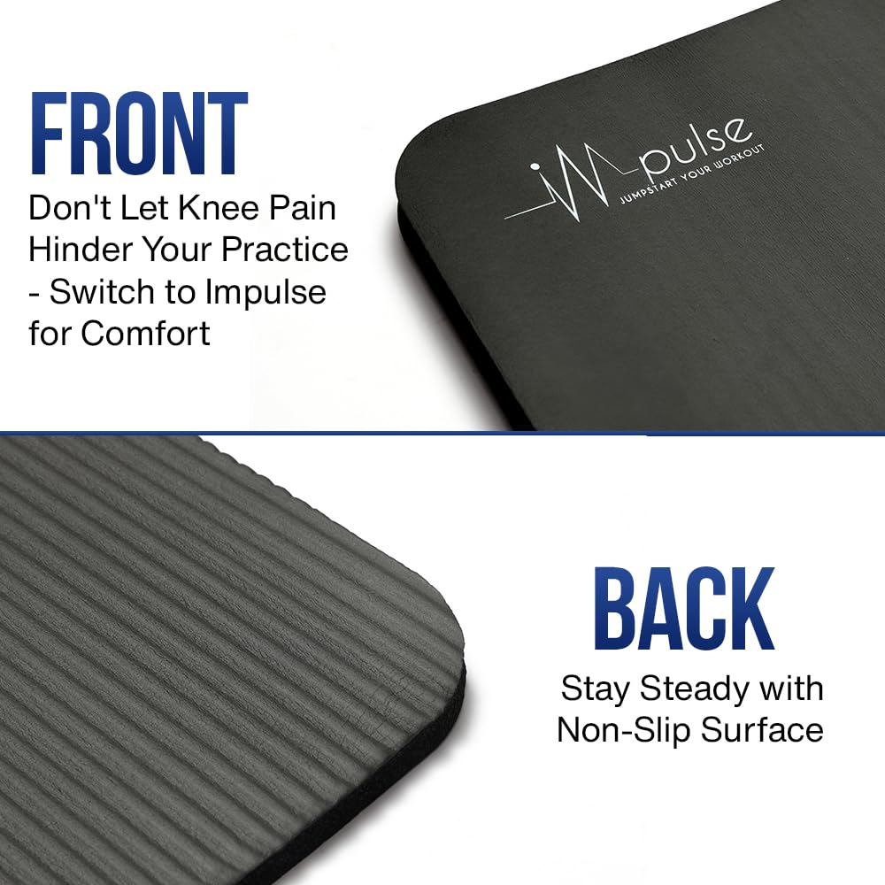 Impulse Yoga Knee Pads Cushion, Thick 1" (25mm) Workout Mat Provides Cushion for Kneeling & Elbows, Non-Slip & Portable Exercise Kneeling Pad for Yoga, Elbow, Wrist Pain, Planks, Pushups & Floor Exercises