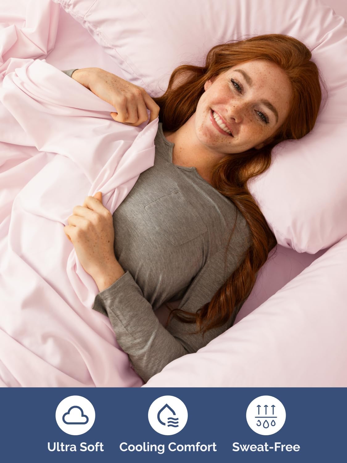 Skiennix Extra Deep Split King Sheet Set - 7 Piece Breathable Cooling Bedding - Soft Wrinkle-Free Lavender Pink