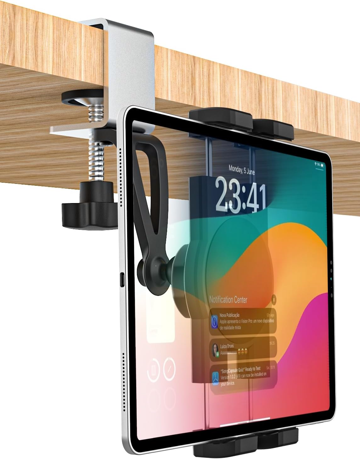 GDZN 360 11 12.9 4-13" Kitchen Cabinet Tablet Holder, [C-Shaped Metal Clamp] Under Cabinet Tablet Mount with Rotation