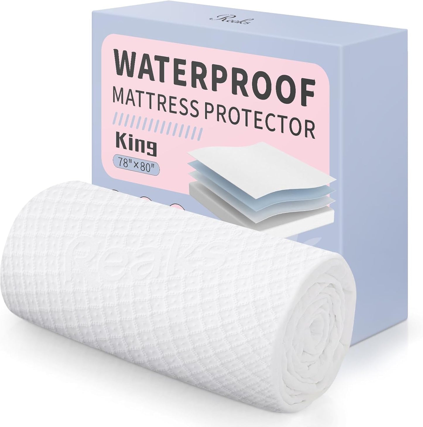 Skiennix King Size Waterproof Mattress Protector - Deep Pocket Fitted Cover for Mattresses Up to 18''