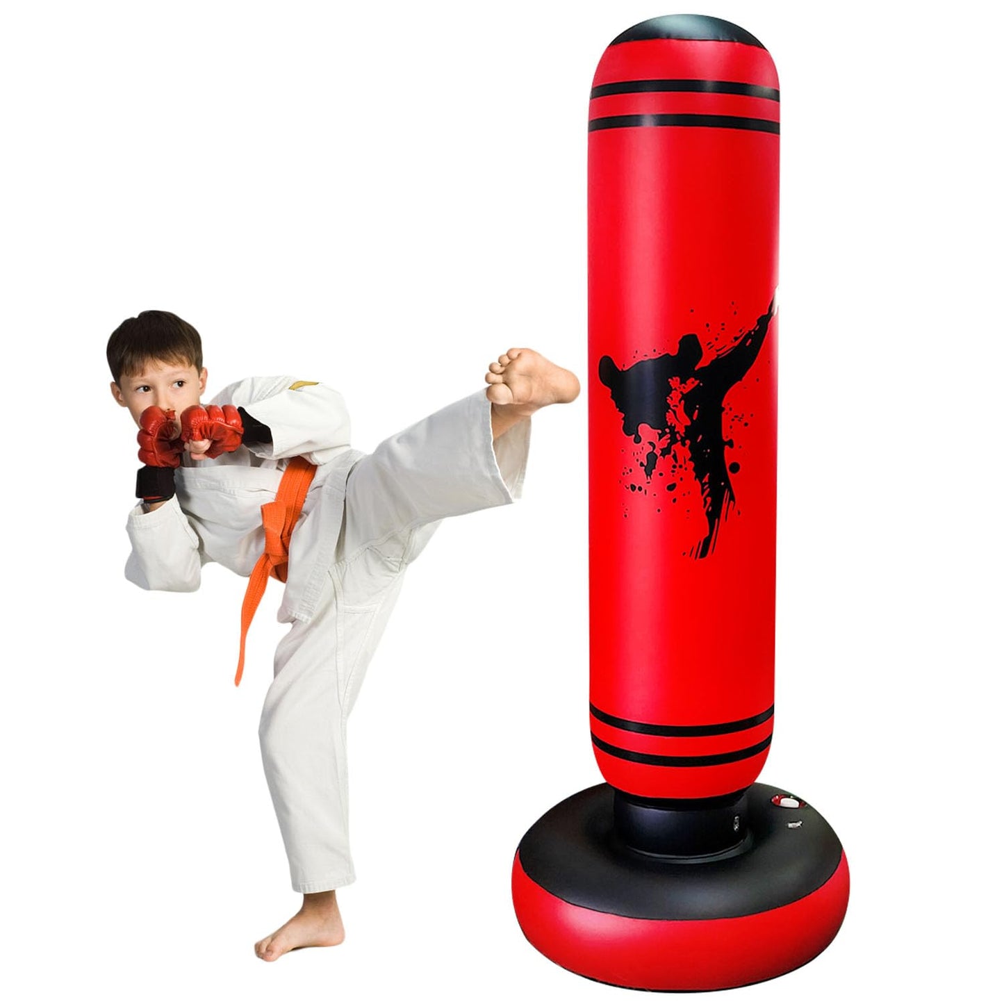 63 Inch Punching Bag Kid, Free Standing Boxing Bag for Kids,Inflatable Dummy, Inflatable Punching Bag, De-Stress Boxing Bag for Kids.