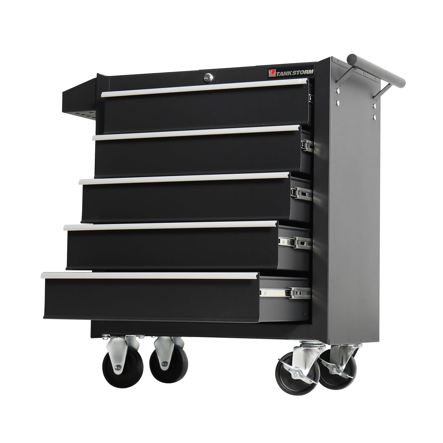 TANKSTORM 5-Drawer Rolling Tool Chest with Wheels, Heavy Duty Lockable Metal Tool Cabinet, Rolling Tool Box Organizer for Garage, Workshop, Repair Shop, Black