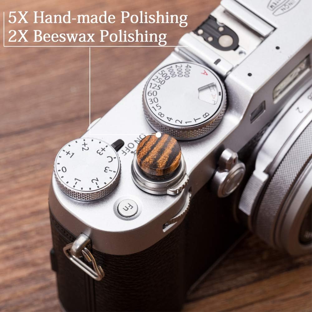 12mm 1 VKO Wood Soft Shutter Release Button,Delicate Camera Shutter Button Concave Surface Golden Black PCS (Wood Grain