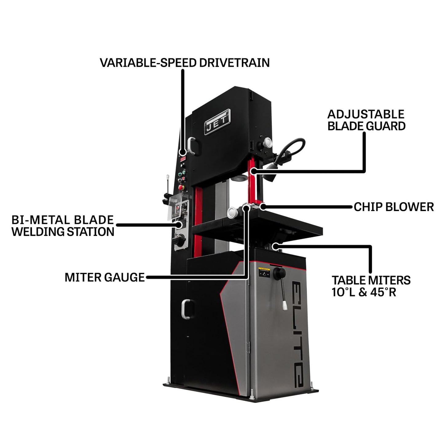 JET Elite 26-Inch EVS Vertical Bandsaw, 3 HP, 230/460V 3Ph (Model EVBS-26)