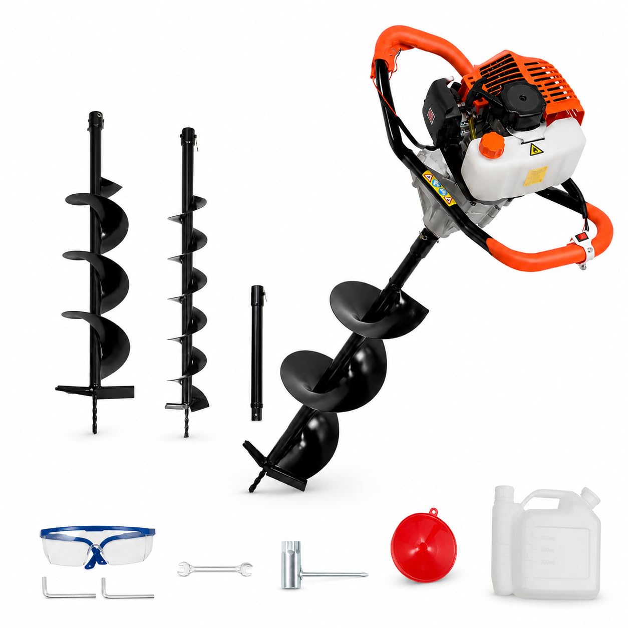 Resfirme Auger Post Hole Digger 52CC 2-Stroke 2.3HP Gas Powered Earth Post Hole Digger with 3.9"/5.9"/7.9" Drills Single Cylinder Air-Cooled Digging Machine for Fence Stakes
