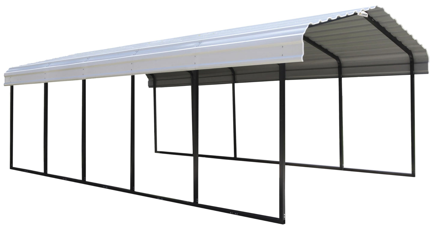 Arrow Carports Galvanized Steel Carport, Full-Size Metal Carport Kit, 12' x 24' x 7', Eggshell
