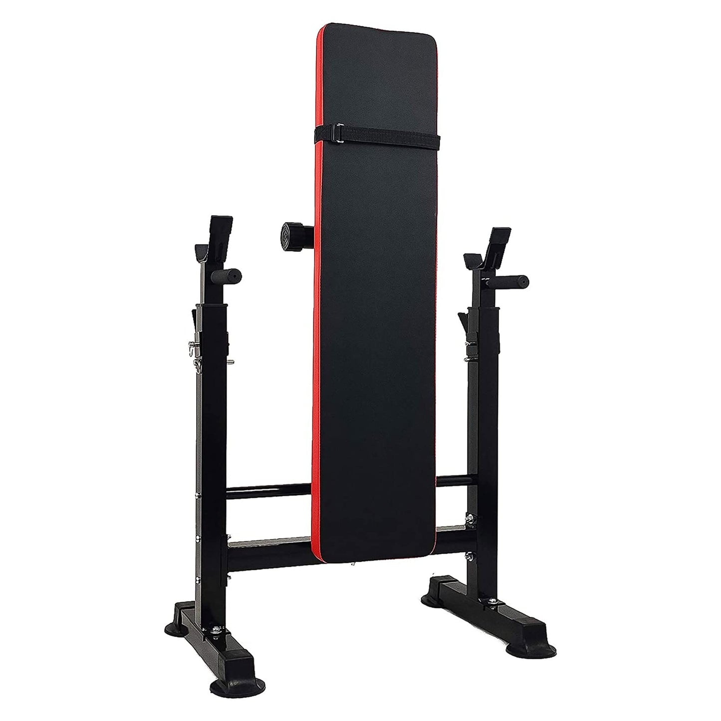 BalanceFrom Steel Weight Bench with Squat Rack, Adjustable Seat, and Recliner – Foldable Home Gym Equipment with 6-Position Barbell Holder and Leg Developer, 400 Pound User Capacity