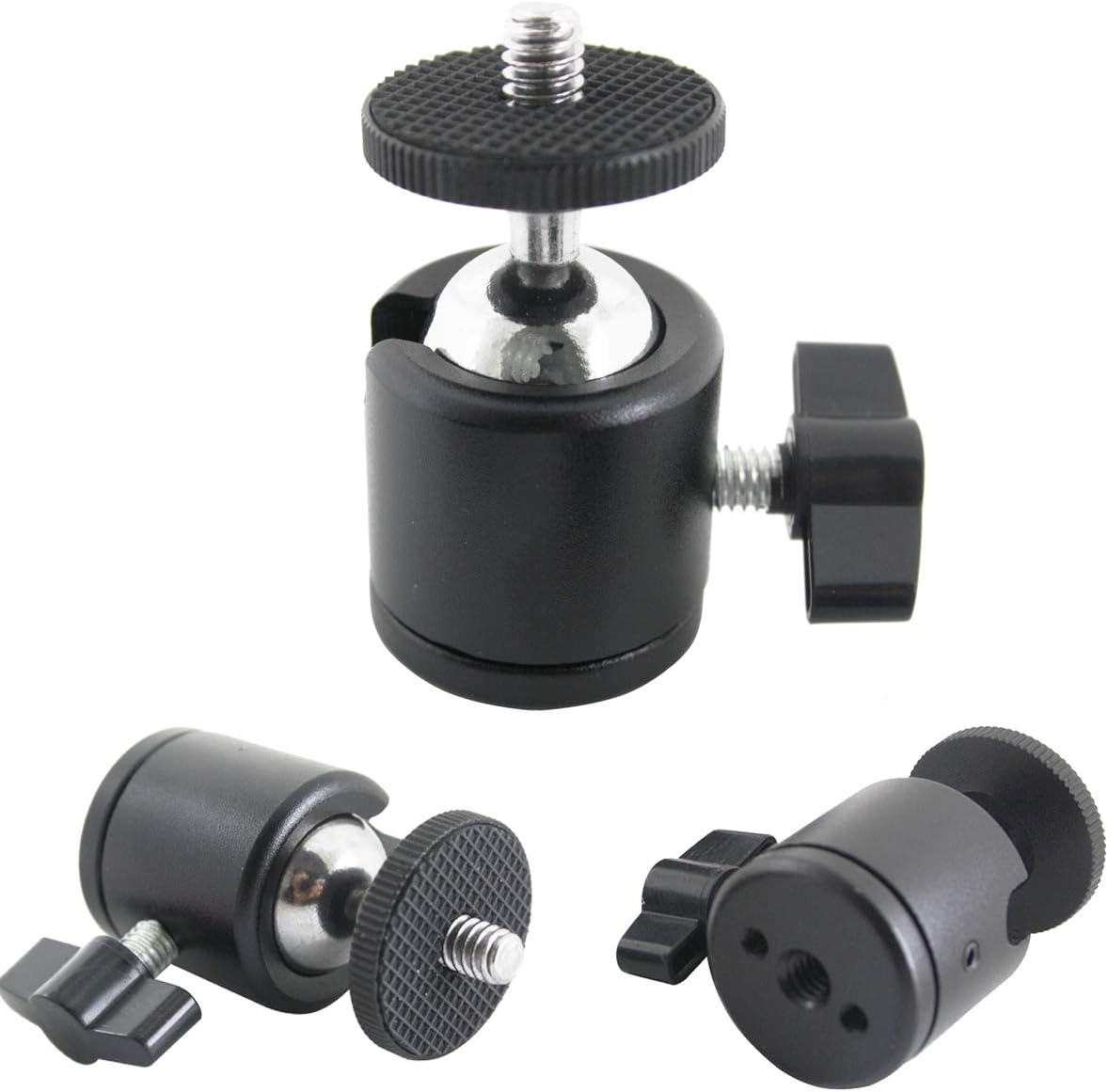 EXMAX 360 1/4 2 Pack Degree Swivel Mini Tripod Ball Head with Screw Thread Base for DSLR Camera Camcorder LED Light