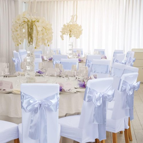 Babenest Satin Chair Sashes - Upgraded 50 Pcs Chair Ribbons & Bows for Weddings & Events | White