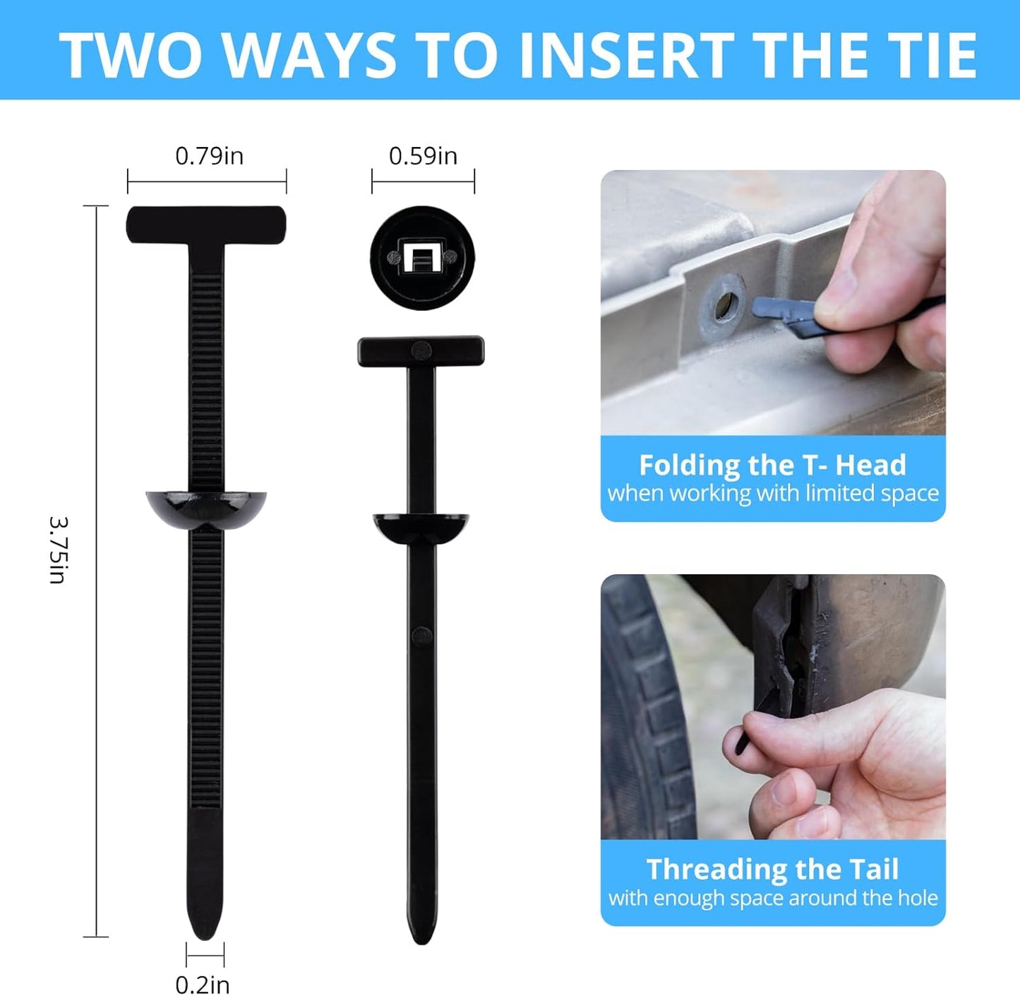 ZMLLAYE 150 Pcs Nylon Universal Cable Tie Buckle - Grip Auto Zip Tie Buckles with Pin & Button Design, Snap Fit Nylon