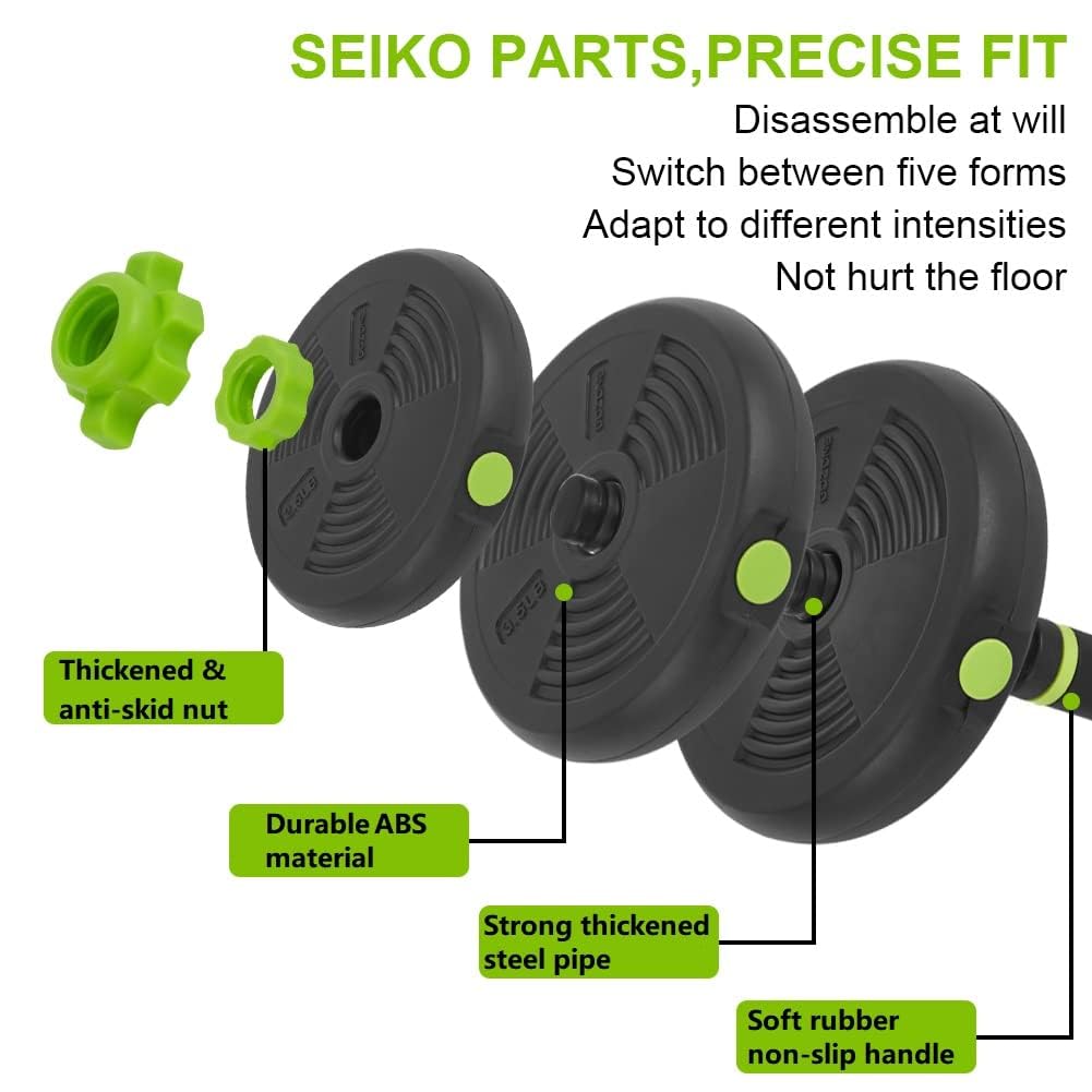 Adjustable Dumbbell Set, 44Lbs Free Weight Set with Connector, 4 In1 Dumbbells Set Used As Barbell, Kettlebells, Push Up Stand,Green and Black,Round
