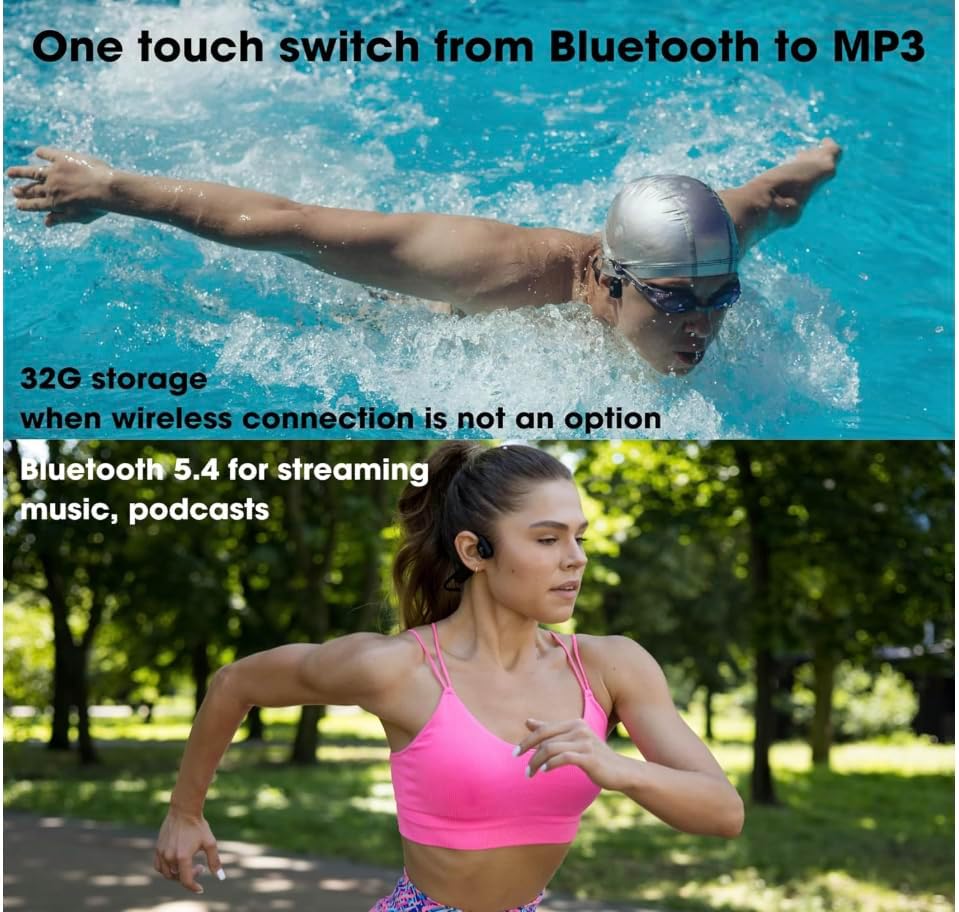 Swimming 32GB MP3 IP68 Swimming, Versa Mini Open-Ear Headphones Bluetooth Bone Conduction Headphones, Player