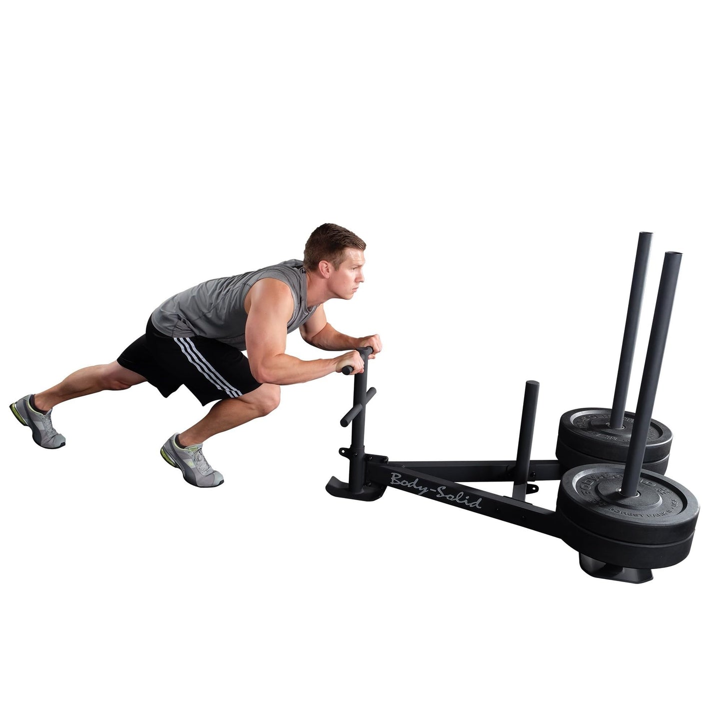 Body-Solid (GWS100) Weight Sled - Versatile High-Durability Sled for Push/Pull Training, Fitness & Football Drills with Weight Posts