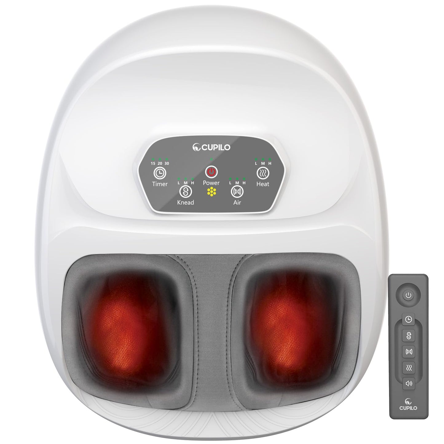 CuPiLo Foot Massager with Heat, FSA Eligible HSA Upgraded Full Feet Shiatsu Massage for Neuropathy, Remote Control Multi-Level Settings for Plantar Fasciitis, Birthday Day Gifts for Women Men(White)