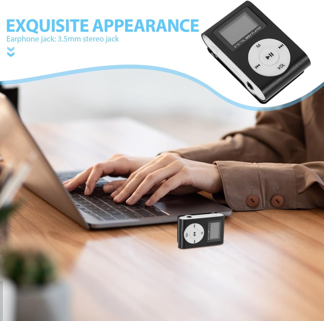 Gadpiparty Mp3 Clip Player Mini USB Music Player with LCD Screen Support Micro Card Rechargeable Battery Compact Design
