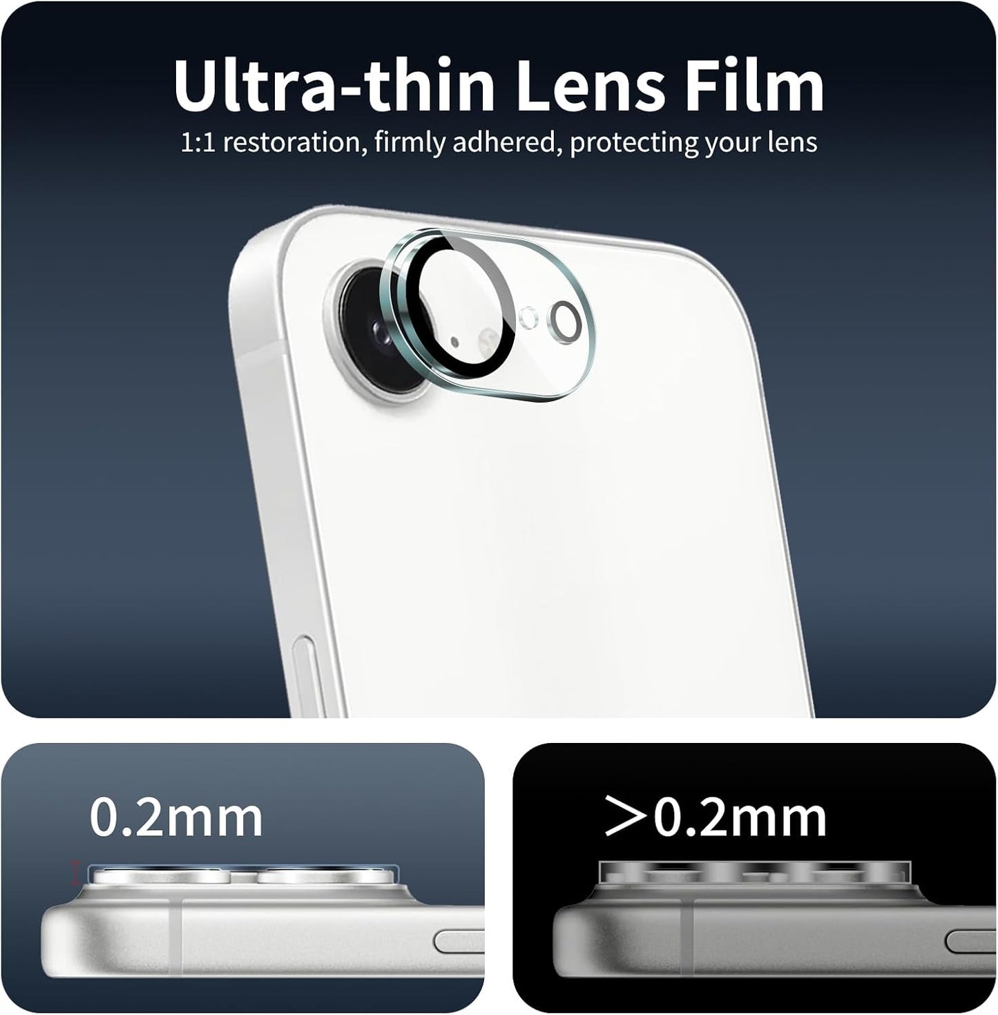 4-Pack 17e/16e, 9H Camera Lens Protector for iPhone Tempered Glass Camera Cover Screen Protector Accessories, HD