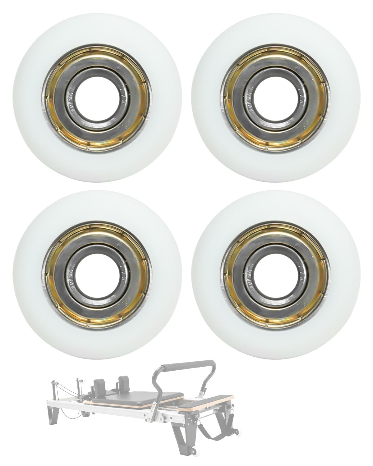 Replacement Roller Wheels Compatible with Aero Pilates Reformer Machine, Pilates Reformer Replacement Parts, White, 4 Pcs