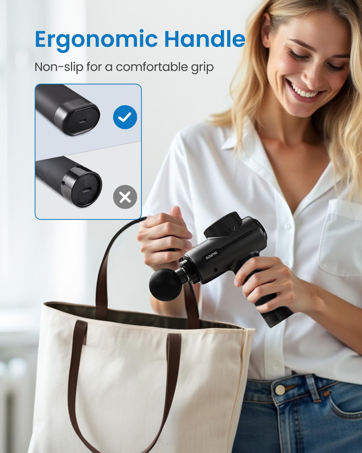 RENPHO Active+ Percussion Massage Gun, Fathers Day Dad Gifts, 5 Adjustable Speeds for Back, Neck, Muscle Recovery - App Controlled Guided Courses, Carry Case for Professional Athlete, Gym and Travel