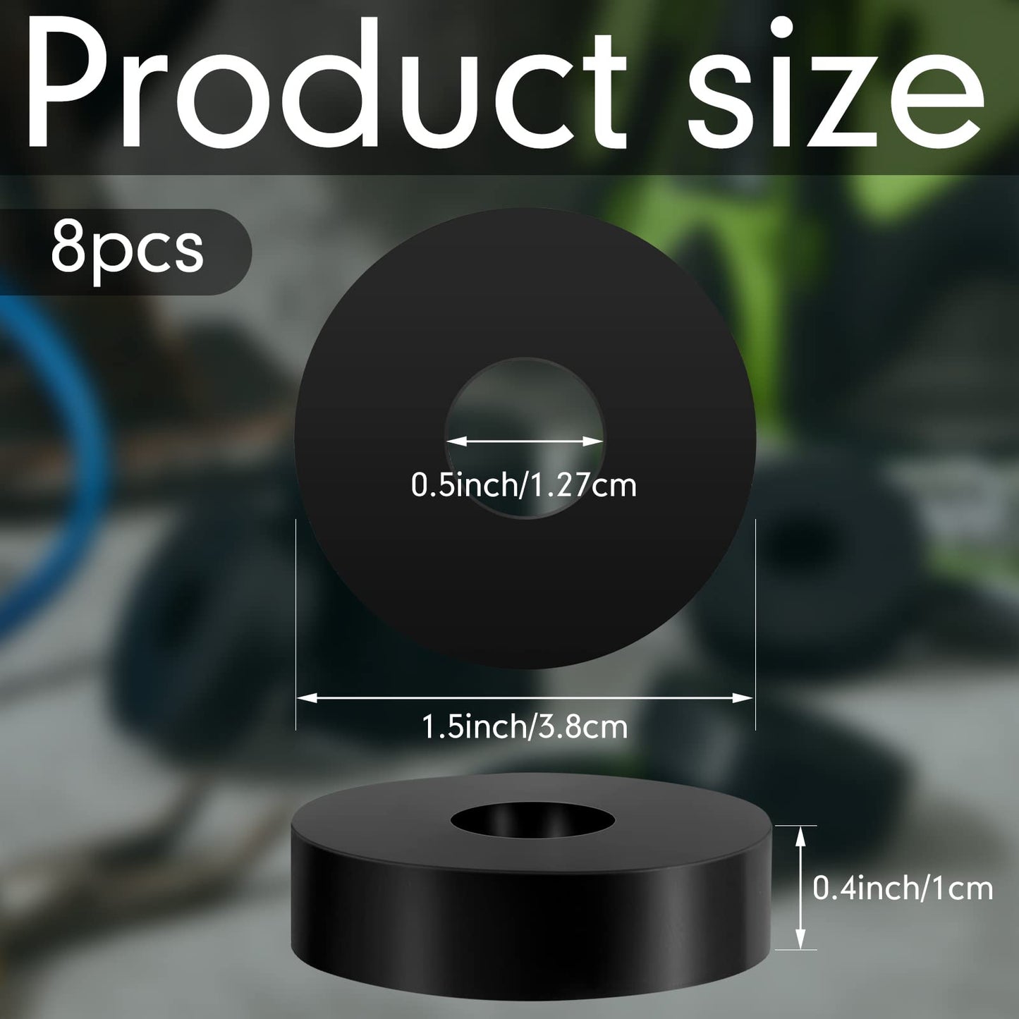 8 Pcs Rubber Isolation Pads Thick Rubber Washers 1.5 Inch OD 0.5 Inch ID 0.4'' Thick Mechanical Vibration Damping Pads Anti Vibration Isolation Isolator Washer
