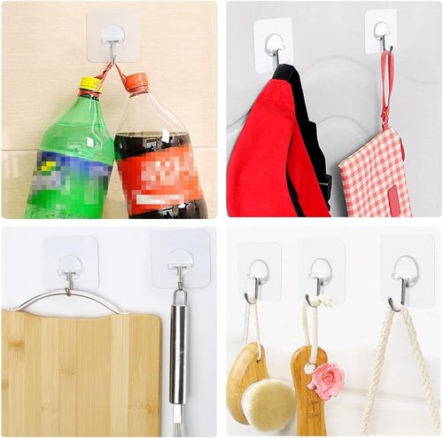 FOTYRIG Heavy-Duty Adhesive Hooks - 15lb Max Capacity | 180° Rotating Wall Hangers - 10 Pack for Home & Office