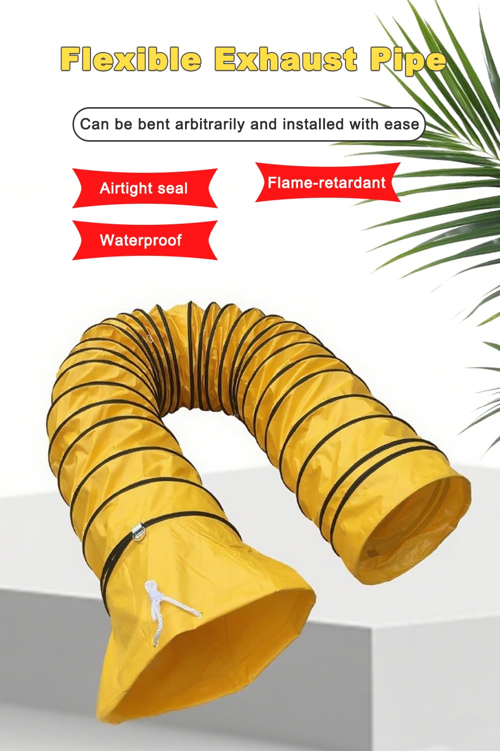 50FT PVC Flexible Duct Hose 18 Inch Duct Hosing with Adjustable Rope for Utility Blower Exhaust Fan Ducting Hose Folding Exhaust Duct Retracts into self-contained Carry Bag【15m*45cm】