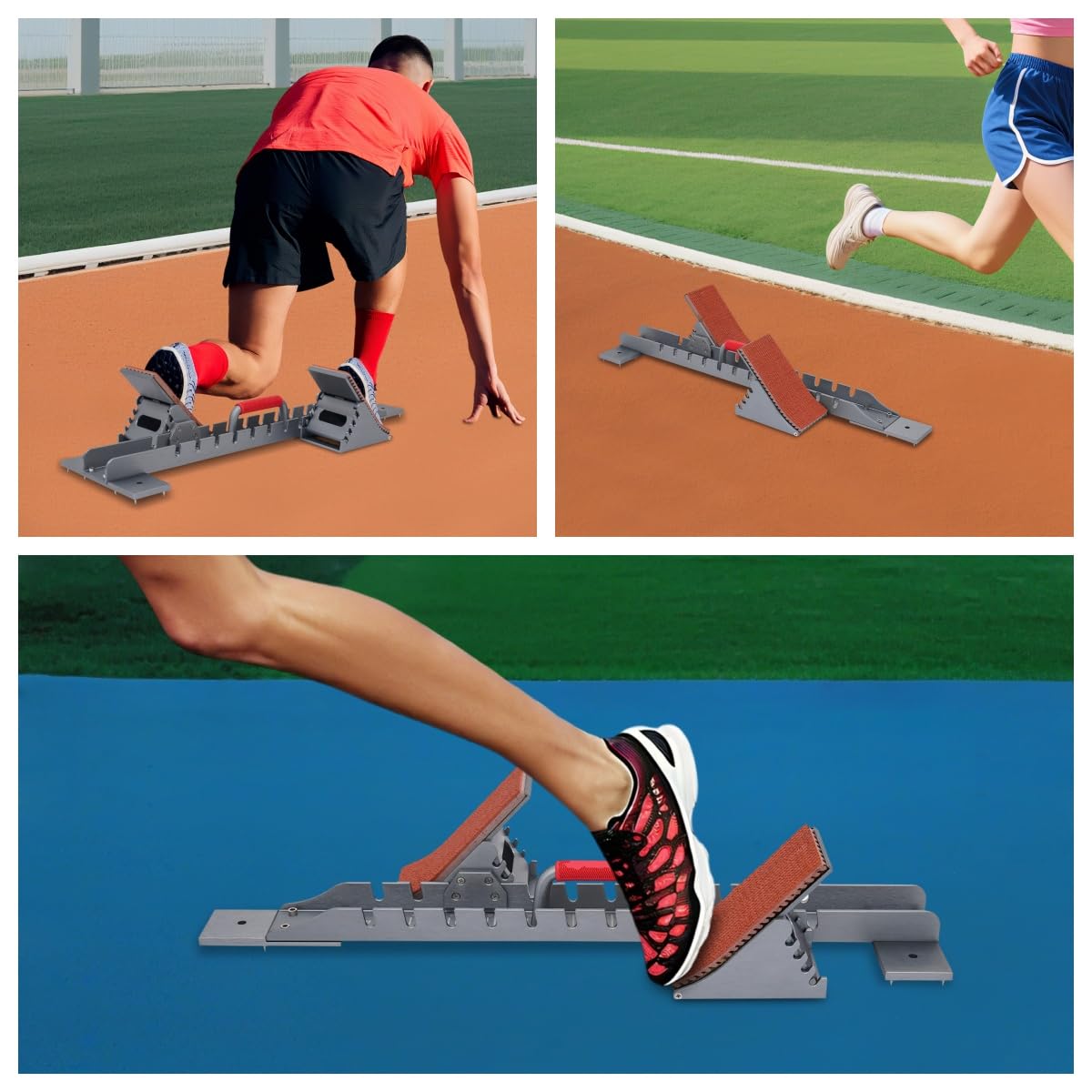 AGULIUM 35'' Starting Blocks Track and Field -Designed for International Competition, 4 Angles Adjustable, Aluminum Alloy Running Track Blocks, Starting Block for Plastic Runway, Cinder Track