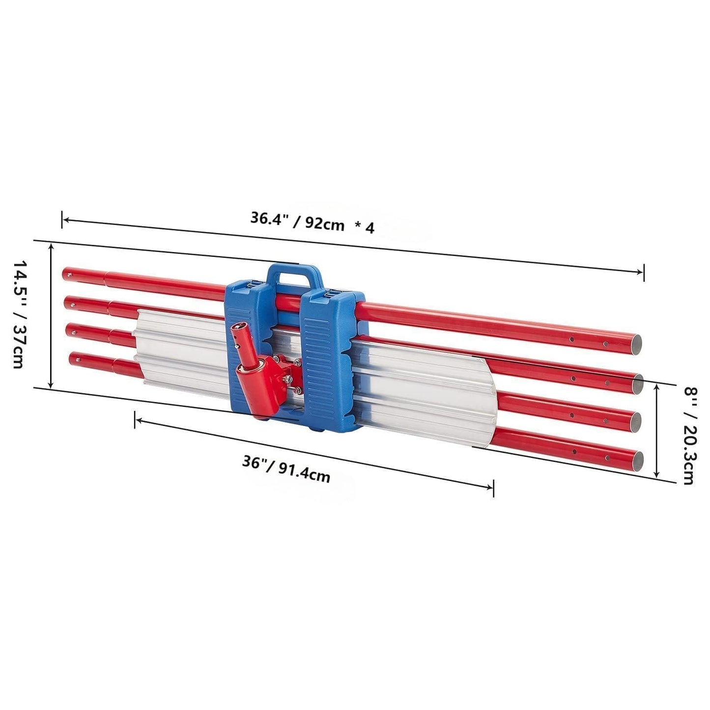 Garvee 36 x 8 Inch Magnesium Concrete Bull Float with Round Ends, Includes 4 Float Handle Bracket, Cement Finishing Tool Kit for Smooth Surface Work (Red)