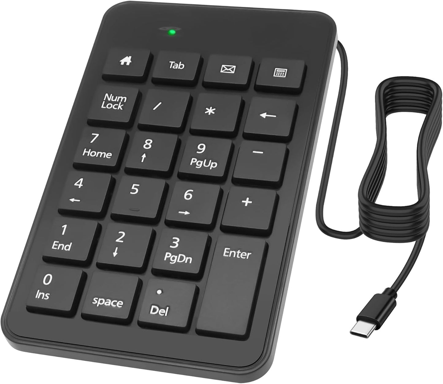 XMSJSIY 23 -1 USB Type-C Number Pad Wired Keys Type-C Numeric Keypad with Tab, Home, Email & Calculator Keys