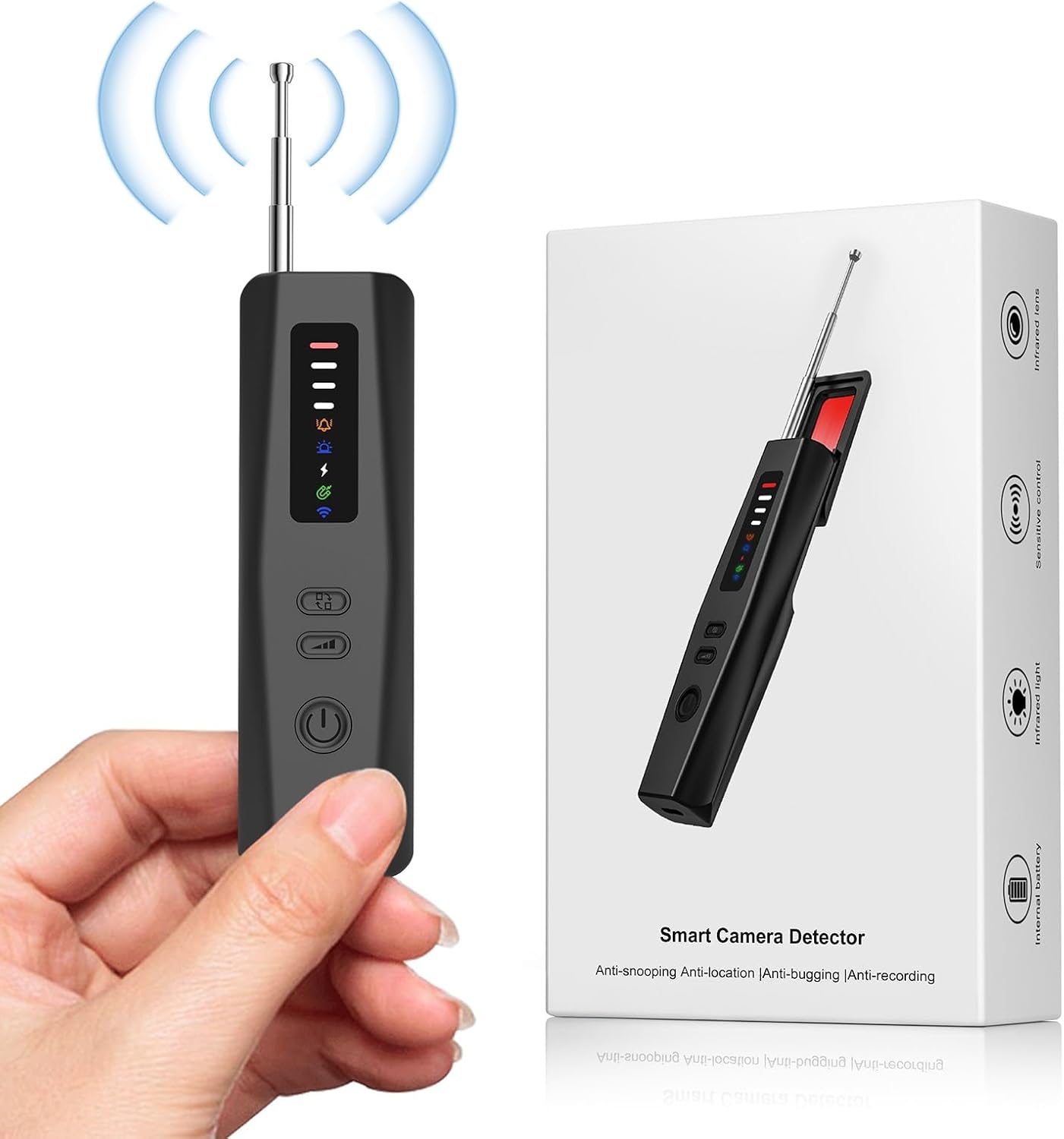 DREAMME 5-in-1 Hidden Camera Detector with Silent Vibration RF Bug Sweeper for GPS Trackers & Wireless Devices