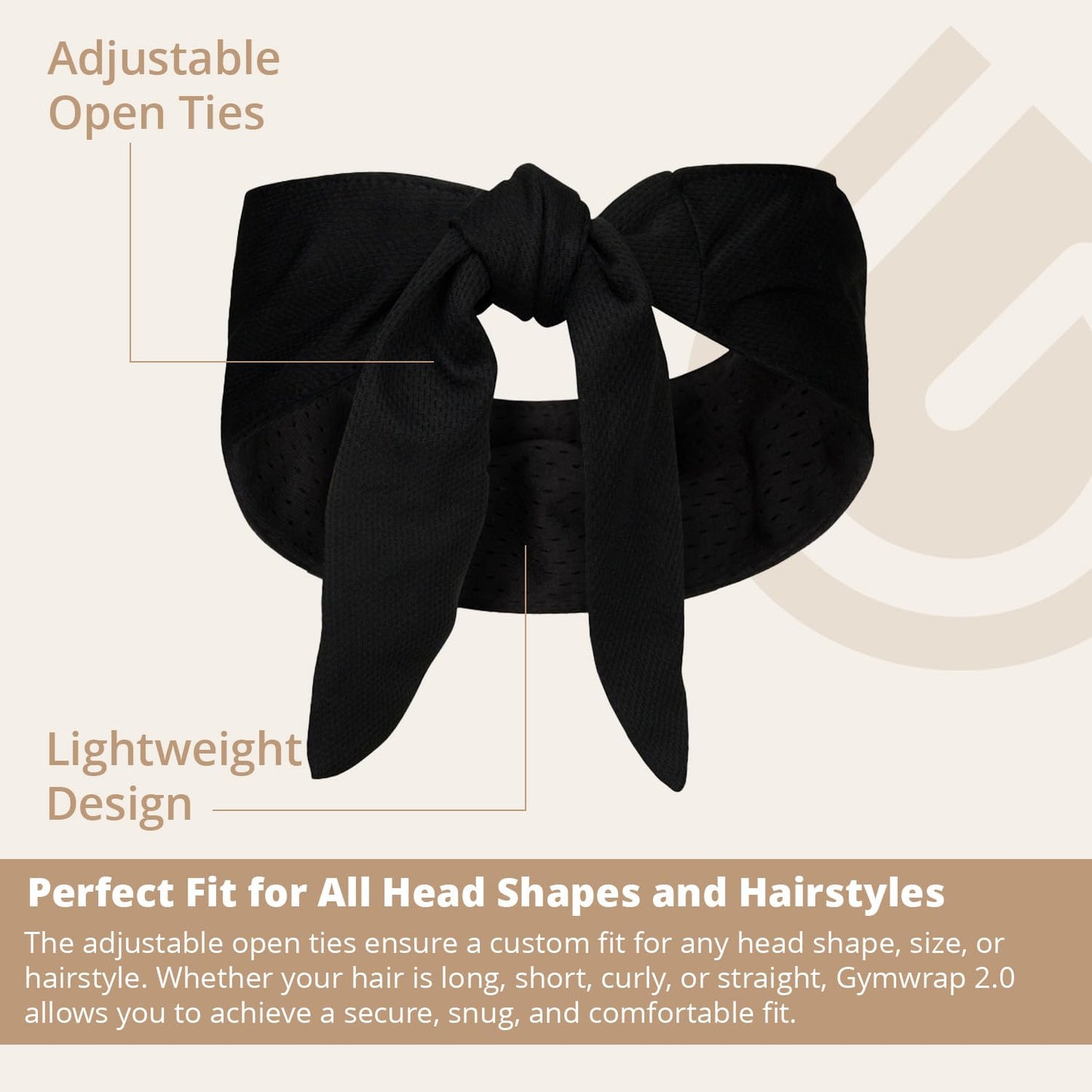 Gymwrap 2.0 Sweat-Wicking Workout Headband - Athletic Non Slip Workout Headbands for Men and Women, Adjustable Wide Fabric Headband for Gym, Running, Yoga, Sports, and Outdoor Activities - Black