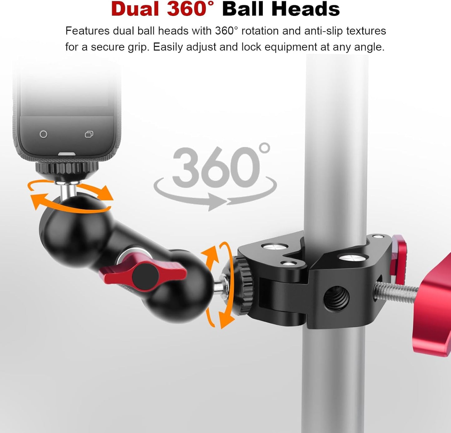 Mechrig (SY006) Super Clamp with Dual Ballhead Magic Arm, Aluminum Camera Clamp Mount Kit for DSLR Action