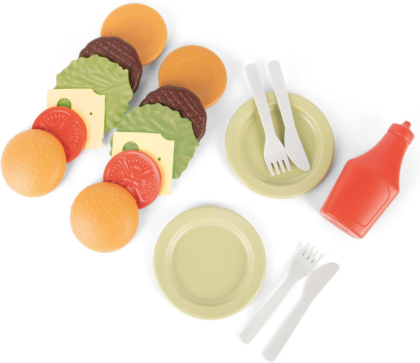 19 Playset, 2+ Dantoy: BIO Burger - Piece Play Food Plates & Utensils, Pretend Cooking, Realistic Kitchen Toys