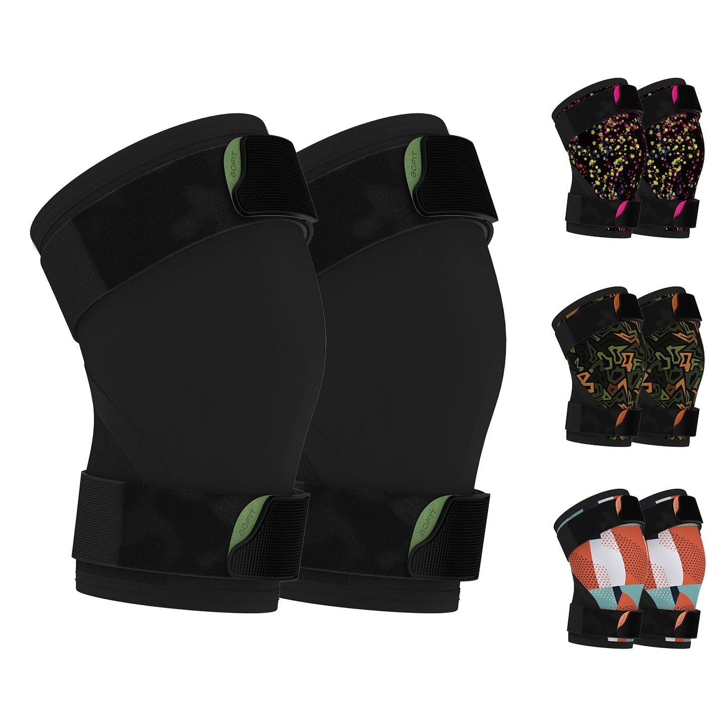 aoFIT Knee Brace (1 Pair) Adjustable Strap 7mm Neoprene Knee Compression Sleeve Knee Support for Men Women for Training & Fitness, Weightlifting, Black Small