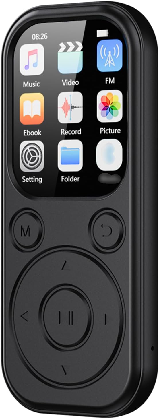 Dpofirs 8GB MP3 5.4, 12 2.01in MP4 Player with BT Hours Playback, Screen, Pocket Size, Simple Operation, for Meetings