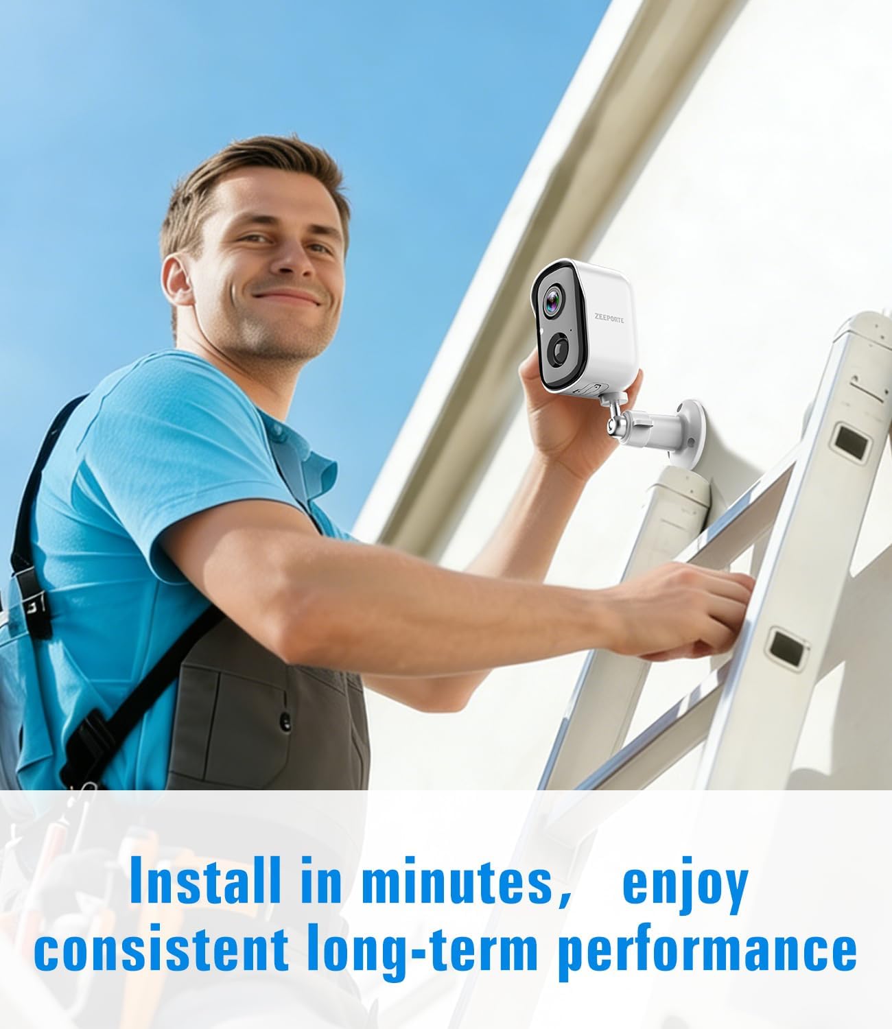 ZEEPORTE SECURITY 2K Security Cameras Wireless Outdoor, Cameras for Home Security with Color Night Vision, SD/Cloud