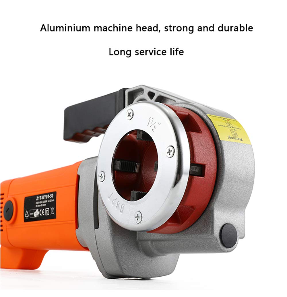 Consfly Portable Electric Pipe Threader Pipe Threading Machine with 6 Dies, 2300W Pipe Threading Tool for Galvanized Pipe Iron Pipe Threading 1/2" to 2" (110V)