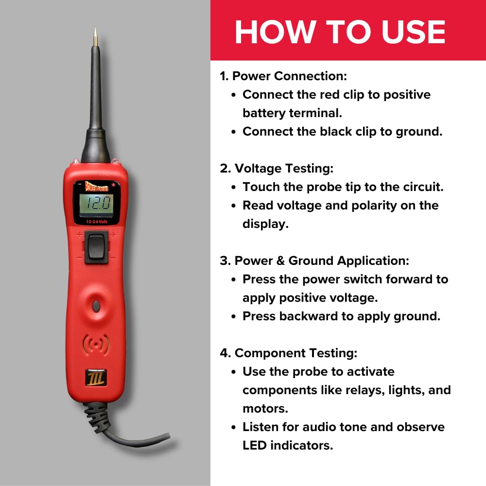 Power Probe III Clamshell - Red (PP3CSRED) [Car Automotive Diagnostic Test Tool, Digital Volt Meter, AC/DC Current Resistance, Circuit Tester]