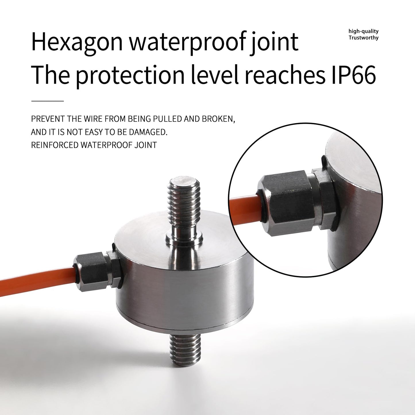 Load Cell Force Sensor, 0.1% High Precision Stainless Steel Tension Compression Sensor for Industrial Weighing & Force Measurement with 3m Cable (0-50kg)